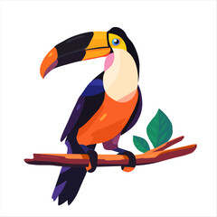 Toucan. A bird living in tropical forests. Vector illustration in a flat style.