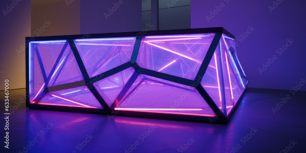 Poster a geometric 3d construction with lights - generative ai