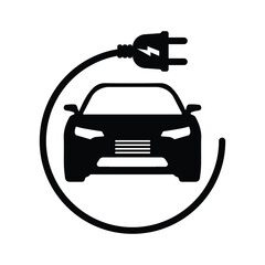 Obraz premium Electric car icon. EV. Electric vehicle. Charging station. Vector icon isolated on white background.