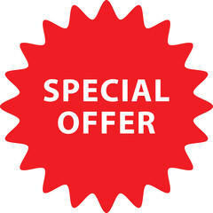 Red starburst special offer promotional badge, Special offer price tag, Special Offer icon, special offer stamp vector