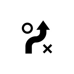 arrow icon bypassing obstacles in black on a white background, success or business strategy - obrazy, fototapety, plakaty