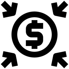 collecting money black outline icon