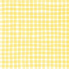 Yellow Gingham Hand Drawn Background