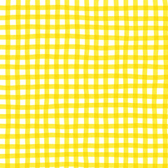 Yellow Gingham Hand Drawn Background