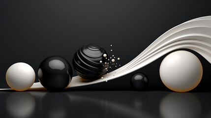 Black abstract background with black balls