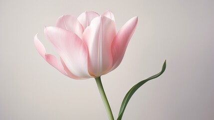  a single pink tulip in a vase on a table.  generative ai