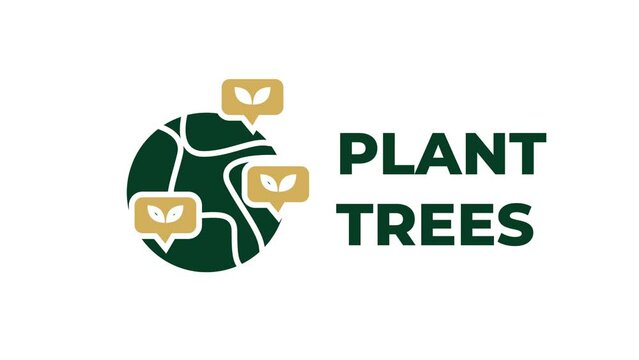 Plant Trees, Globe with Trees Icon 2D Animation