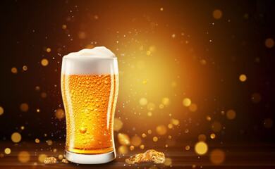 A glass of beer with foam