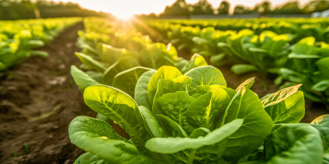 Close up of Lettuce in the Garden - Generative AI