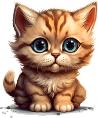 Watercolor Cute Chibi Cats Clipart