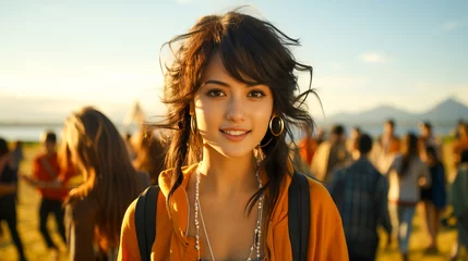 Fotobehang ビーチイベントで笑顔の若い日本人女性 © 4ChaN