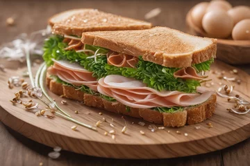 Deurstickers sandwich with ham © HoTo 