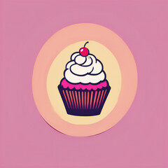 Cupcake illustration, minimalist, vibrant colors