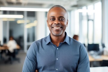 Portrait of a middle aged african american businessman looking at the camera in an office