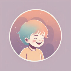 Happy child, minimalist, pastel colors