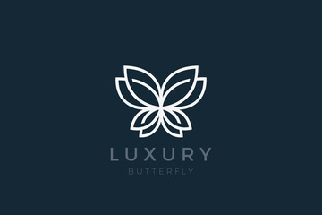 Butterfly Wings Logo Abstract Luxury Design Vector Linear Outline style. - 633475601