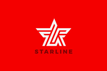Star Logo Award Leader Abstract Design Linear Outline Military style.