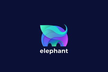 Elephant Logo Elegant Overlapping Gradients Abstract Vector Design