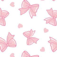 Obraz na płótnie Canvas pink ribbons on a white background: can be used for children's room wallpaper, children's clothes, gift wrapping