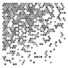 Gray hexagons, halftone random background.