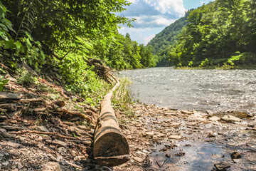 shoreline in a mountain river valley