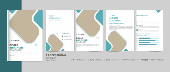 Corporate Bi-fold Brochure Template, Catalog, Booklet Template Design. Fully Editable.