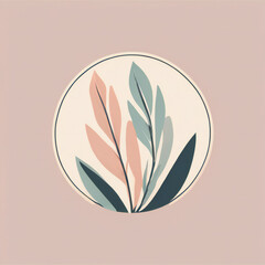 Plants illustration, minimalist, pastel colors