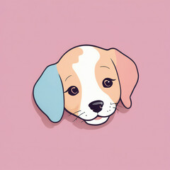 Puppy illustration, 2d, pastel colors,