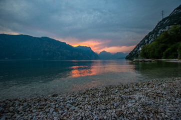 Sunset over the garda lake