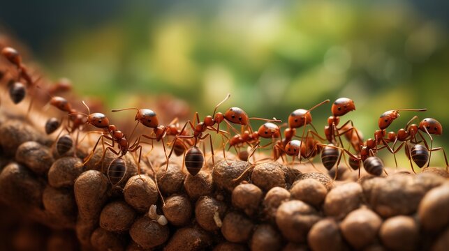  a group of ants crawling on top of a pile of rocks.  generative ai
