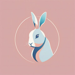 Obraz premium Rabbit illustration, minimalist, pastel colors