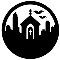 Fototapeta premium cemetery or graveyard. Silhouettes of gravestones