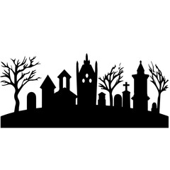Fototapeta premium cemetery or graveyard. Silhouettes of gravestones