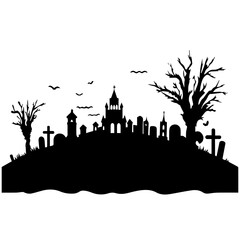Fototapeta premium cemetery or graveyard. Silhouettes of gravestones