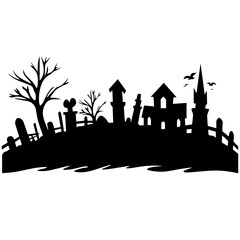 Fototapeta premium cemetery or graveyard. Silhouettes of gravestones