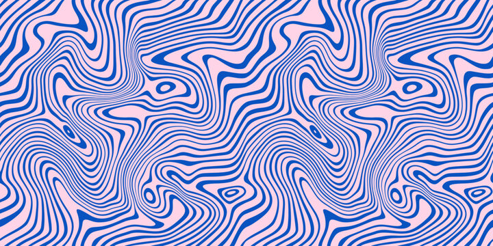 Abstract Psychedelic Seamless Pattern with Waves. Vector Trippy Liquid Background