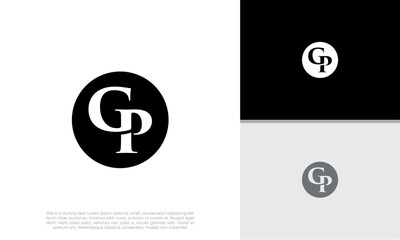 Initials GP logo design. Initial Letter Logo. Innovative high tech logo template.