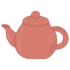 Classic tea pot, tea time element, doodle style vector