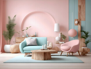 interior, background, design, styling, stylish, fresh, pink, blue, pastel, living room, room, furniture, table, sofa, home, house, wall, floor, luxury, couch, contemporary, light, apartment, wood, ind