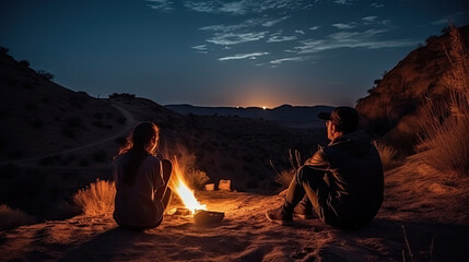 Campfire at Night Forest