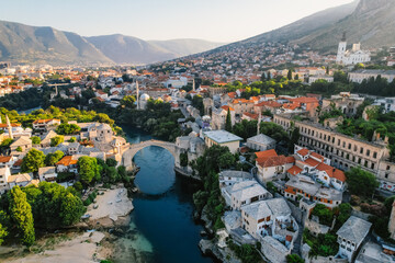 Historical Mostar Bridge known also as Stari Most or Old Bridge in Mostar, Bosnia and Herzegovina