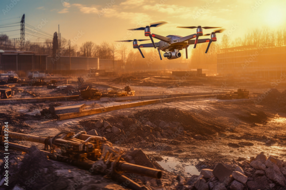 Poster drone activity in the sky - generative ai
