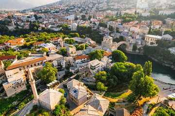 Historical Mostar Bridge known also as Stari Most or Old Bridge in Mostar, Bosnia and Herzegovina