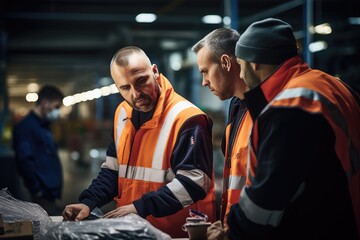 Mixed and diverse group of people working in a warehouse