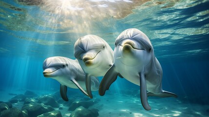 Wild life dolphins underwater photography