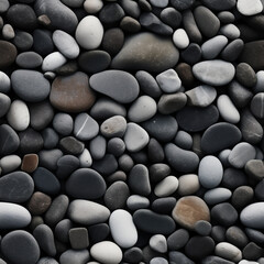 Fototapeta na wymiar River Rocks in black, white and grey. Tiled or repeating pattern. 