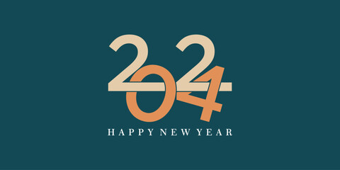 2024 happy new year logo design with 2024 number design vector