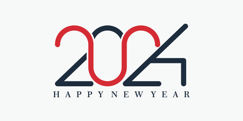 2024 happy new year logo design with 2024 number design vector