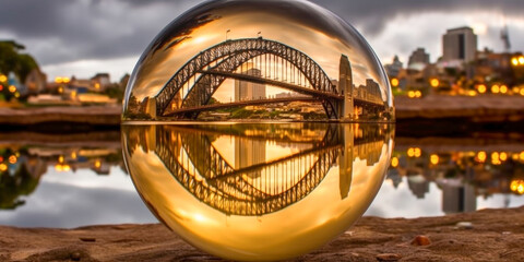 Fototapeta premium Sydney in a small planet - Generative AI