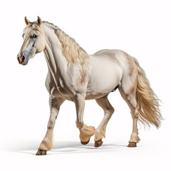 Obraz na płótnie Canvas White walking horse isolated on white background.